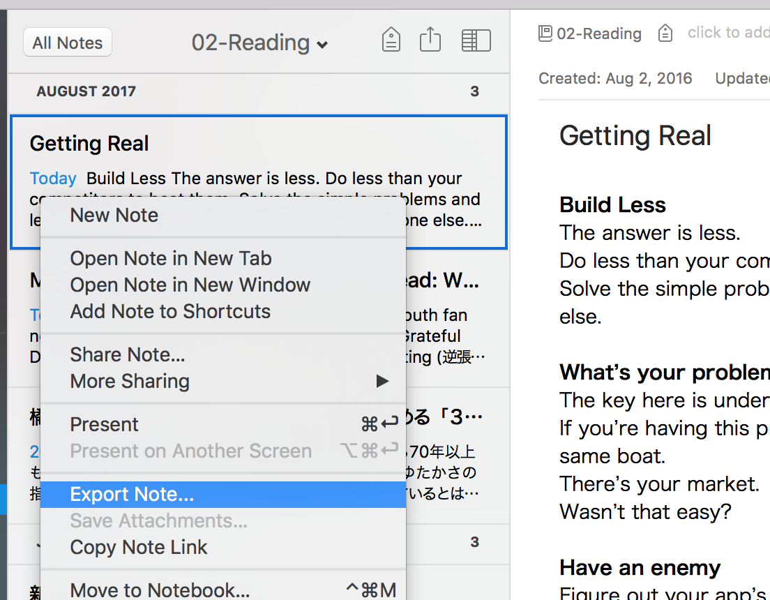 Export Notes from Evernote