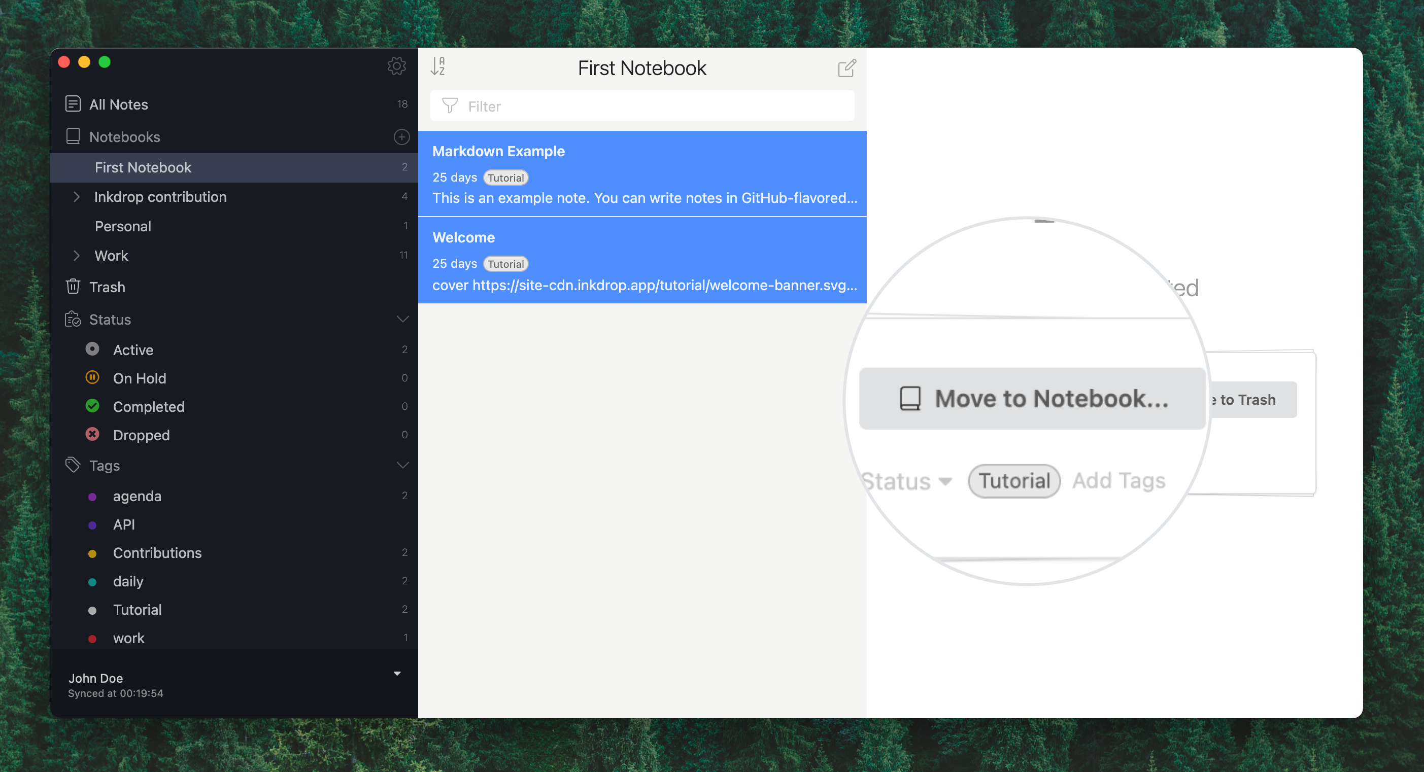 Restore multiple notes in Inkdrop